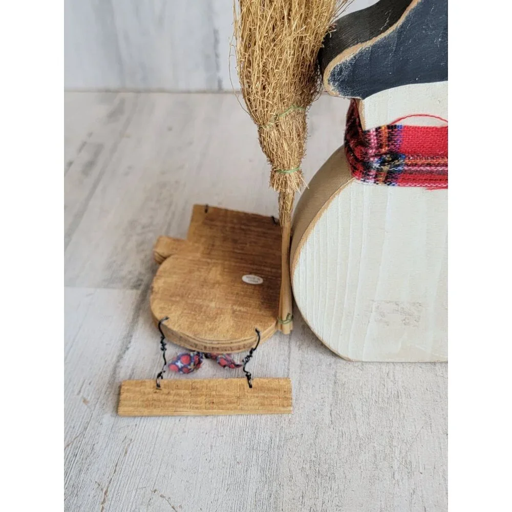 Vintage snowman broom‎ sign figure unique rustic home decor set